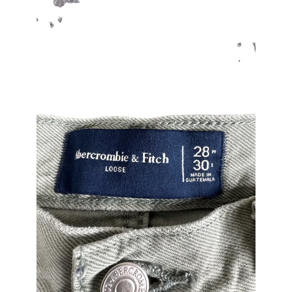 Abercrombie & Fitch Men's Pants Light Green Distressed Utility 28x30 Loose Fit - Picture 3 of 11